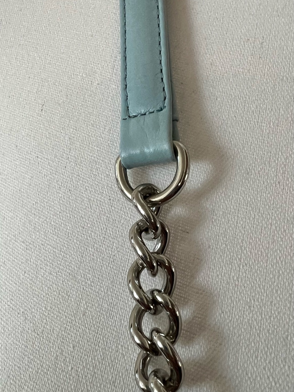 Rebecca Minkoff Light Blue Quilted Leather Mini Mac Crossbody with Silver Chain - Picture 13 of 13